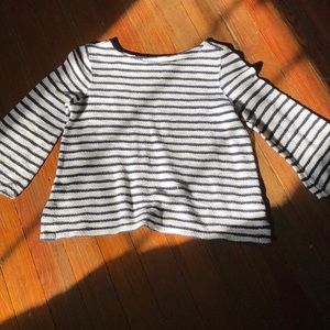 Navy and white striped cotton sweater/blouse